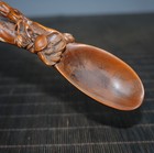 6 3  Collect China Box-wood Carving Lotus Flower Tea Shovel Statue
