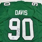 Autographed signed Jordan Davis Philadelphia Kelly Green Football Jersey Bas Coa