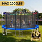 16ft Trampoline For 8-9 Kids Adults With Basketball Hoop  Enclosure  Light  S   