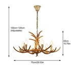 6-lights Rustic Deer Horn Antler Chandelier Pendant Light Ceiling Lamp Fixture