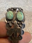 Fine Old Pawn 1950 s Navajo Sterling Silver Turquoise Three Thunderbird Bracelet