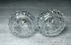 Mini Salt And Pepper Shakers - Diamond Point Glass - Silver Tone Lid