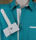 Latin American Men s Guayabera Shirt Turquoise   Cream Long Sleeve From Mexico