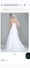 David s Bridal Long Organza Gown With Flower Detail At Waist Style  Op1204