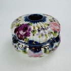 Antique Vintage Hair Receiver Porcelain Hand Painted Roses Pink Floral Germany