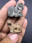 Rare Authentic Old Near Eastern Pair Bronze Ancient Small Amulets Beads