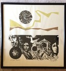 Vintage Original Wood Cut By American Artist Roland Hockett  Le Moyne Gazabo