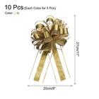 10pcs 8 Inch Large Pull Bow Organza Gift Wrapping Bows Ribbon Golden White