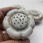 Hand Painted Porcelain Hat Pin Pin Holder Floral Roses Victorian Lot Of 4