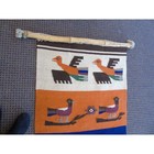 Vintage 1970   s Guatemala Handmade Hand Woven Wool Wall Hanging Sugar Cane Strip