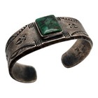 Navajo Silver Ingot Turquoise Cuff Bracelet Antique 5 