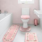  4 Pcs Bathroom Rugs Sets With Toilet Lid Cover Rose Flowers Bathroom Rugs Set 