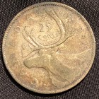 1947 Canada 25 Cents Silver Coin - F  fine  Condition