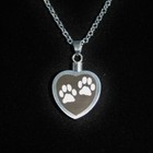 Cremation Jewelry Pendant Urn Necklace For Ashes Pet Dog Cat Paw Print Heart Ash