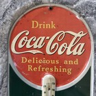 Drink Coca Cola Sign Thermometer Advertising 1930s Great Patina No Rust Coke Usa