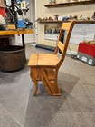 Antique Oak Metamorphic Library Chair Step Stool Folding Ladder Chair Convertibl