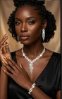Silver Tone Clear Crystal Rhinestone Necklace Earrings Bracelet Ring Set