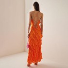 Women s Sexy Spaghetti Strap Falbala Long Evening Party Dress Cocktail Prom 9682