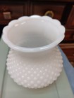 Vintage White Hobnail Milk Glass Lamp Light Fixture Shade Scalloped 1 5 8 