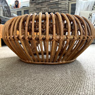 Vtg Franco Albini Style Rattan Ottoman Pouf Mid Century Lobster Pot Stool