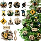 36 Pcs Bigfoot Ornament For Christmas Tree Hanging Double-sided Printing 