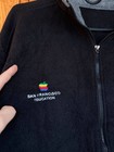 Vintage Apple Computers 1990s Full Zip Fleece Rainbow Logo Black Man   s Size L