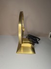 Jefferson Golden Hour Round Analog Desk Clock Gold Metal Plug-in Arabic Numerals