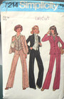 Vintage Simplicity Sewing Pattern 7214 Jacket Pants Vest Shirt   Ascot Size 14