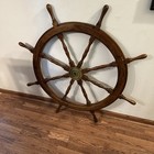Ships Wheel Teakwood  Brass Center Wall Decor