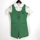 Vintage Green Girl Scouts Uniform Dress Shirt Vest Sz12 Sash With Patches   Pins