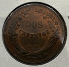 1944 2 Centavos Peru Dos Cents Coin Great Toning Bu Red Brown