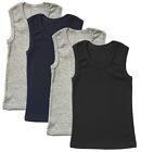 4-pack Boys Undershirt Cotton Tank Top Sleeveless Plain White Black Toddler Kids