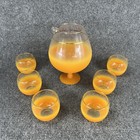 Vintage Mid Century Blendo Cocktail Pitcher Roly Poly Glasses Orange Mcm Barware