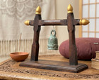 Small Bronze Temple Bell Elephant With Wood Stand Buddhist Antique Home Decor