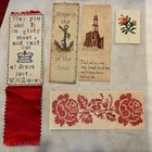 Antique Pierced Paper Floral Embroidery Bookmark Lot Of 7   Scrap Sample