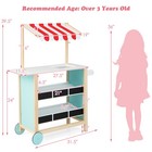 Kids Wooden Ice Cream Cart Children Pretend Play Shop Farmers Market Stand Set