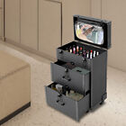 Rolling Train Case Aluminum Trolley Professional Cosmetic Organizer Box W drawer