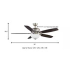 52 In  Indoor Led Brushed Nickel Ceiling Fan With Light Kit Reversible Remote