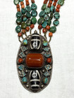 Antique Hand Made Nepali Tibetan Vintage Jewelry Silver Coral Turquoise Necklace