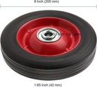 Pingeui 4 Pcs 8 Inch Solid Rubber Tire  Flat Free 8 Inches  Black  Red 
