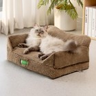 Mewoofun Plush Pet Sofa Bed Cushion Fluffy Cat Dog Couch With Non-slip Bottom