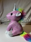 New Pink Rainbow 10  Glitter Sparkle Unicorn Plush Toy