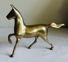 Vtg Solid Brass Horse Trotting Prancing Statue 5  X 7 5  Patina Equestrain