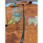 Rising International Orange Acid Wash Floral Embroidered Zip Hoodie Jacket Nepal