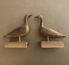 Vintage 1980 Unknown Signed    2  Primitive Carved Miniature Canada Goose Decoys