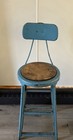 Vintage Steel Drafting Stool Chair Adjustable W  Back Rest Industrial School