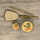 Vintage Floral Vanity Set 1950s Dresser Set Mirror Comb Brush Powder Jars Roses