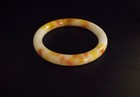 Antique Estate Natural White Tri-color Jade Bangle Bracelet 7 3 4     45 Gram