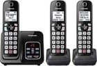 Panasonic Cordless Phone Contrast Display  Expandable System With 3 Handsets Blk