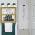 Bamboo Shelf Towel Rack Bar  Wall Mounted Storage For Bathroom   Household Items